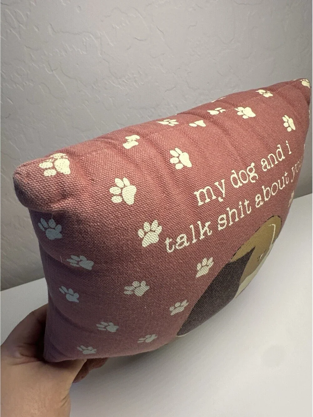 Primitive By Kathy Funny My Dog & I Talk About You Mini Decorative Throw Pillow